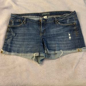Distressed jean shorts